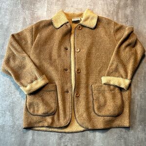 Vintage Cottage Cove Fleece Jacket Womens Medium Brown